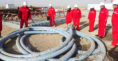 The Tarim Testing Branch achieved good results in its trial operation of the LT301 F acid fracturing hose.